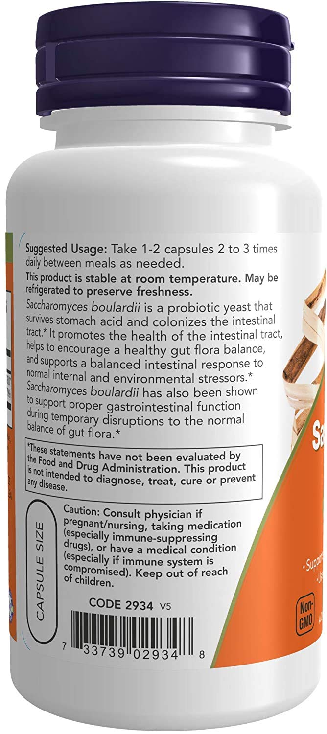 Now Foods Saccharomyces boulardii 120 count bottle on white