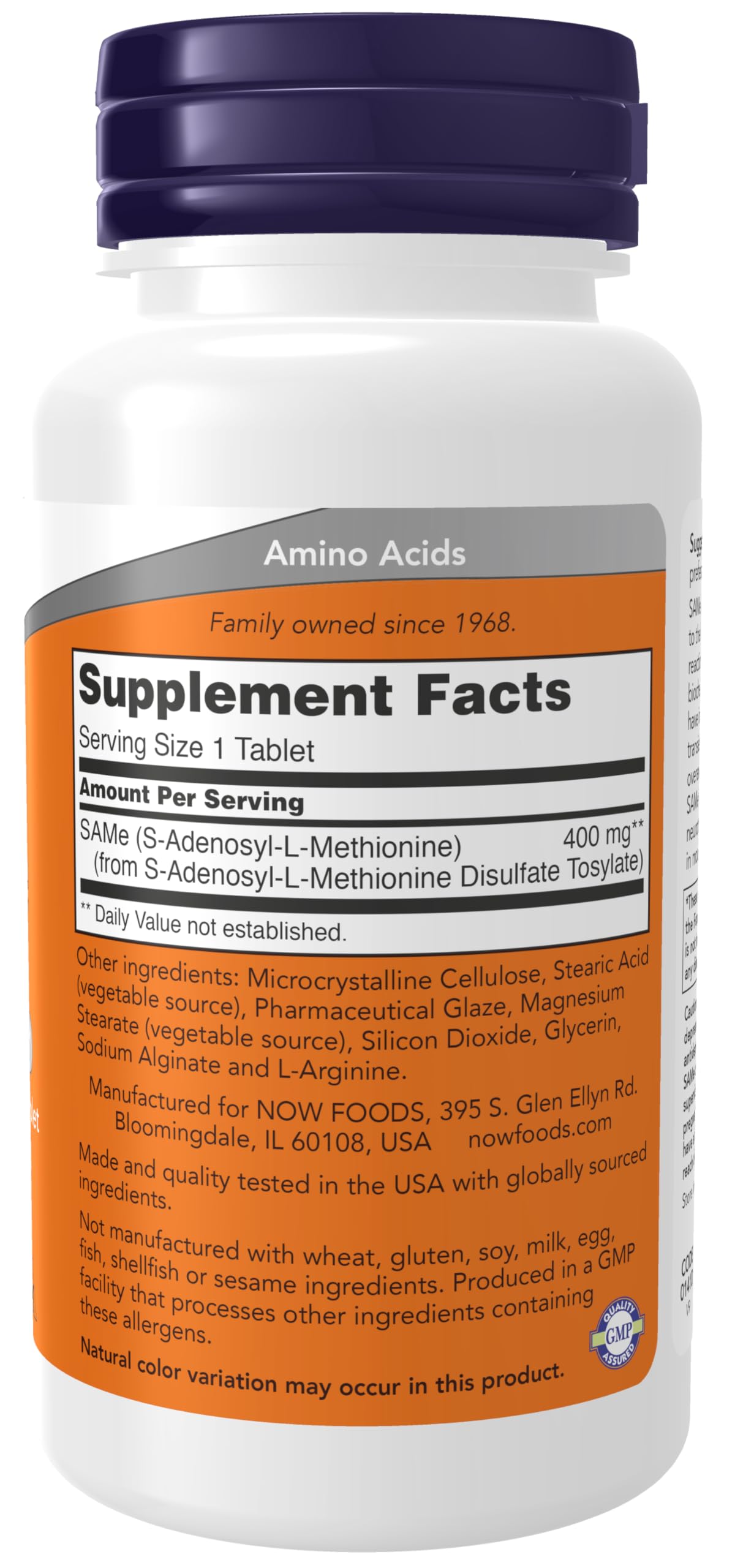 Oval SAMe tablet without enteric coating
