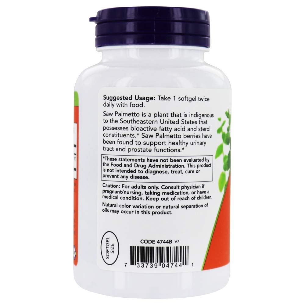 NOW Foods Saw Palmetto Extract 160 mg packaging label