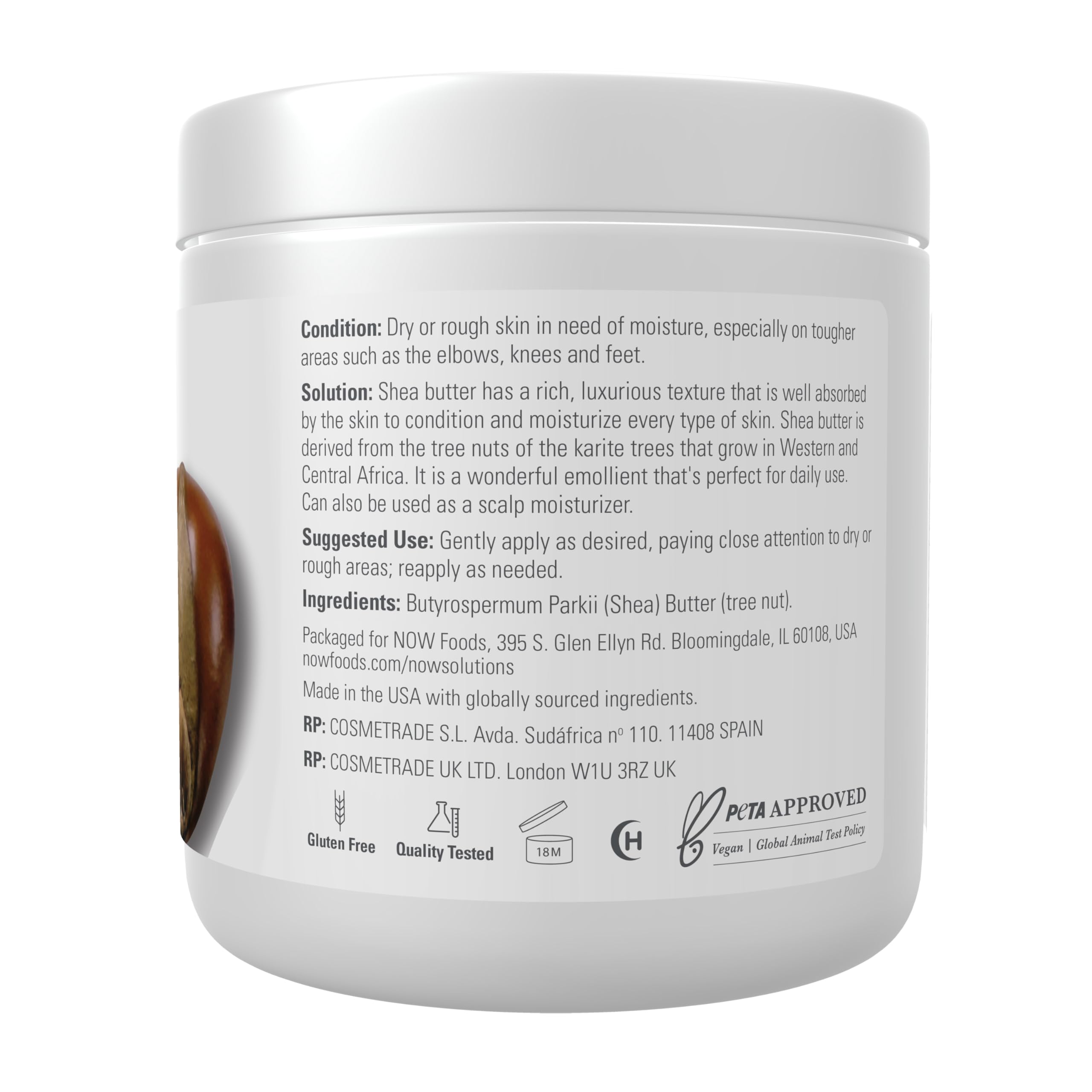 NOW Foods Shea Butter texture closeup for silky, nourished skin.