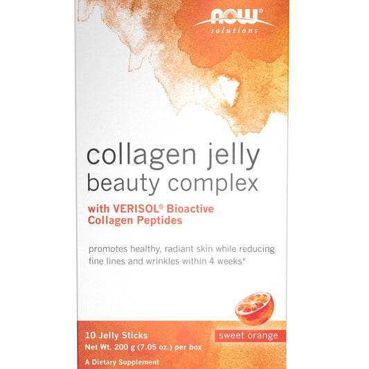 NOW Foods Solutions Collagen Jelly Beauty Complex packaging with Sweet Orange flavor