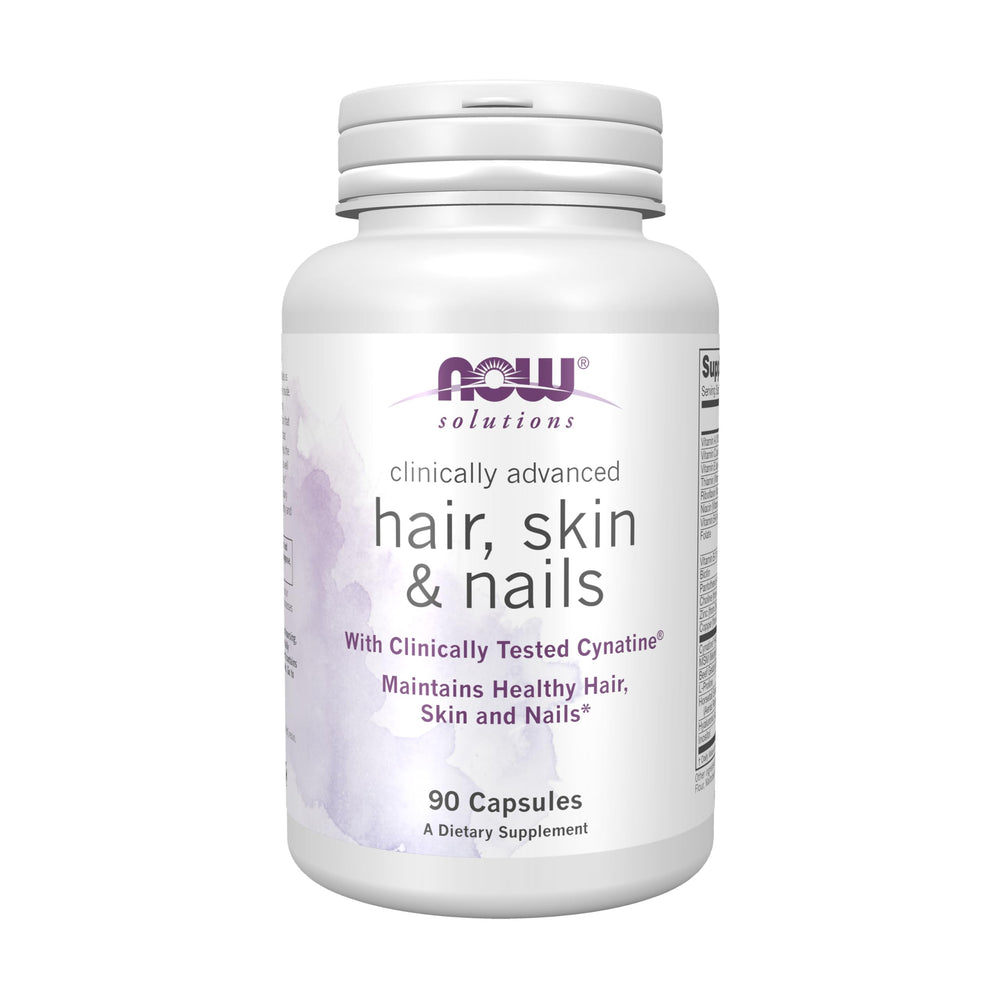 NOW Foods Solutions Hair, Skin & Nails bottle with 90 Veg Capsules