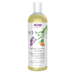 NOW Foods Lavender Almond Massage Oil bottle, 16 oz – front view