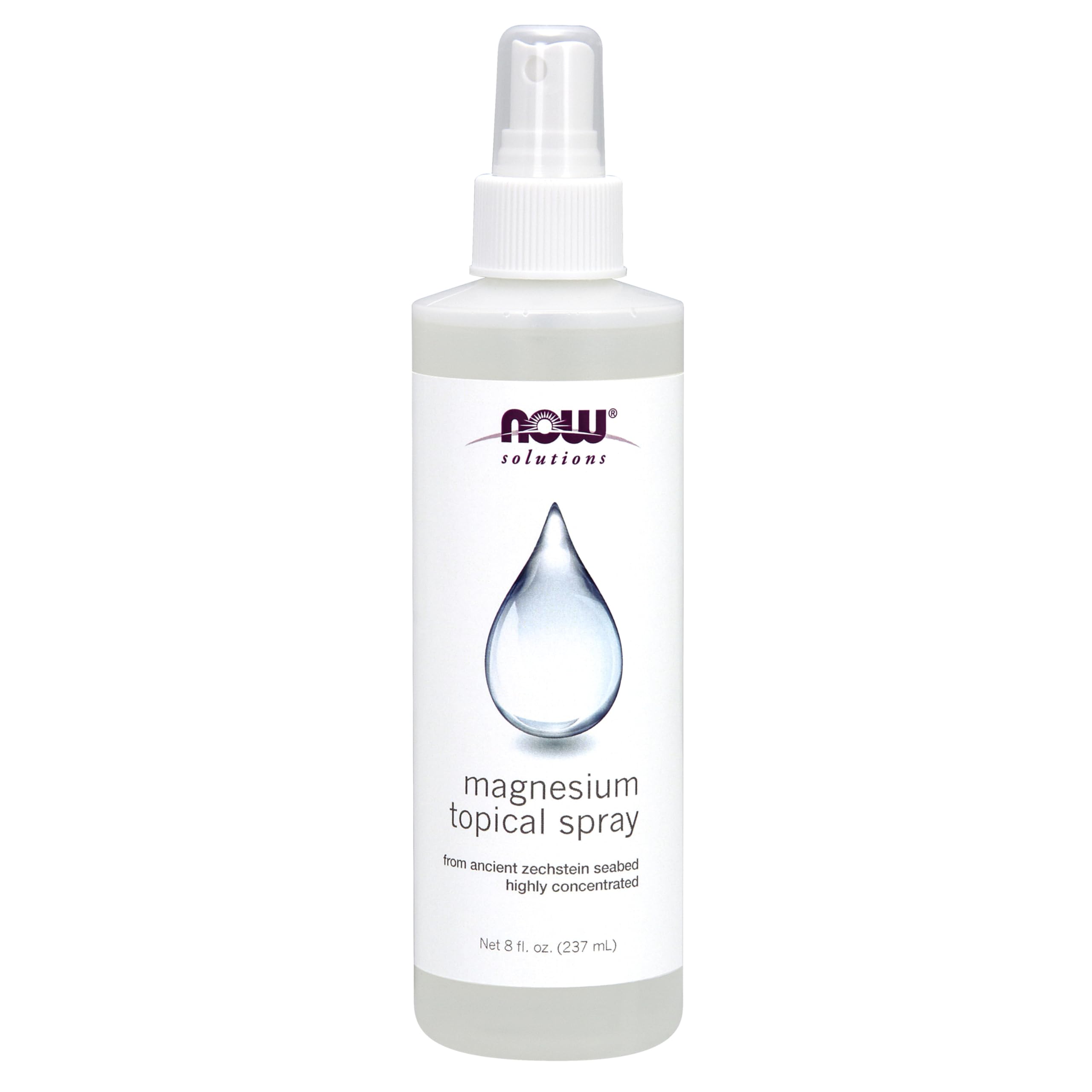 NOW Foods Solutions Magnesium Topical Spray bottle on white background