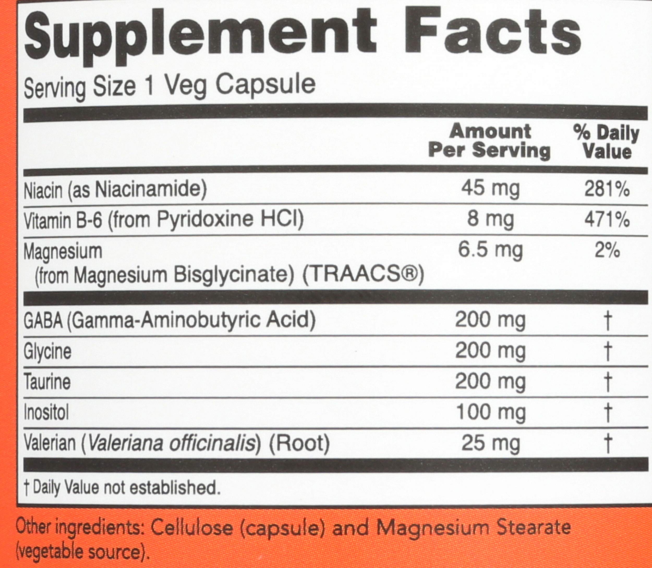 Capsules inside bottle of Now Foods True Calm Amino Relaxer