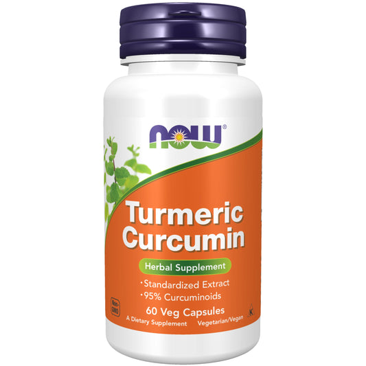 NOW Foods Turmeric Curcumin 95% Curcuminoids bottle – 60 vegan capsules