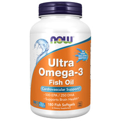 NOW Foods Ultra Omega-3 softgels bottle - 180 count