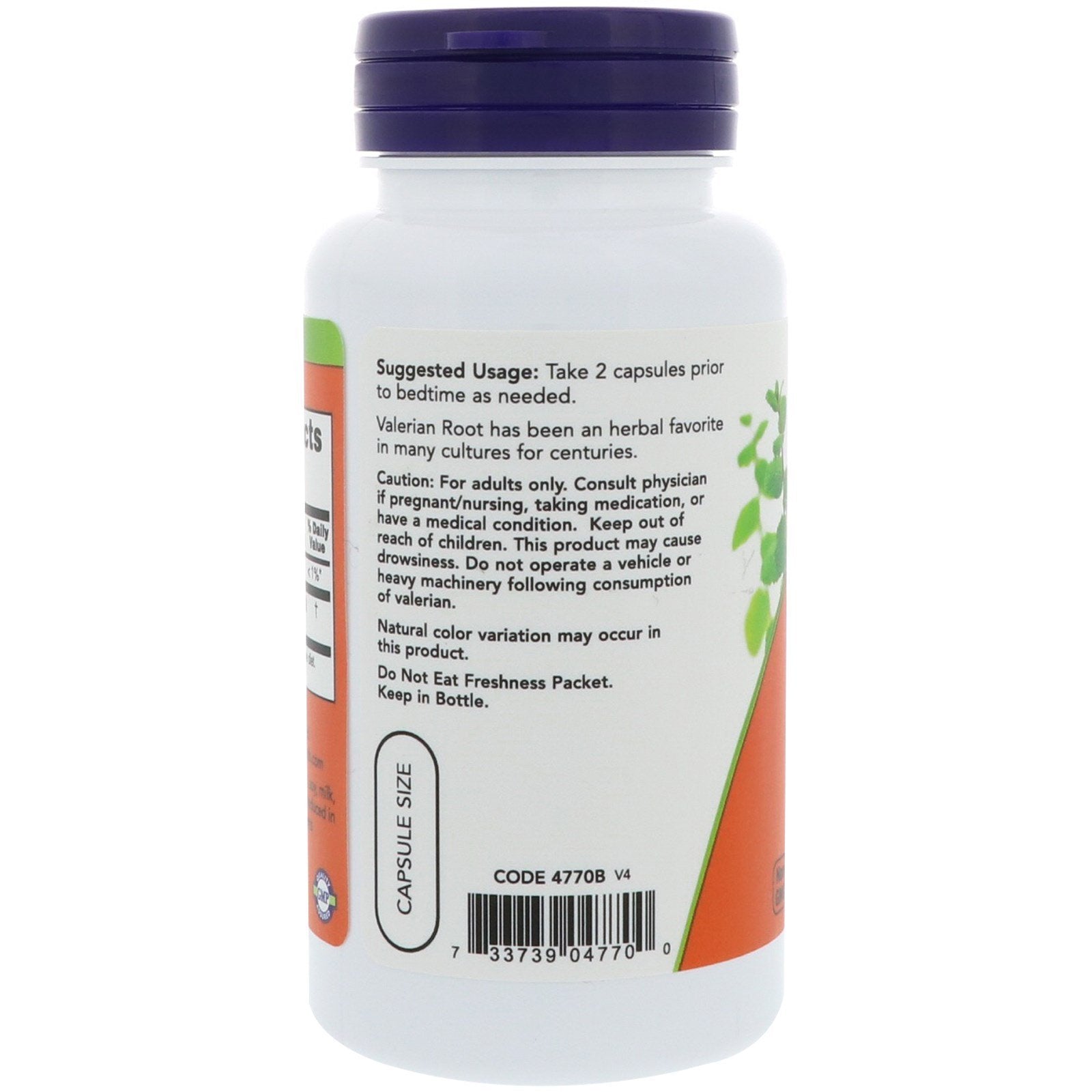 NOW Foods Valerian Root bottle packaging