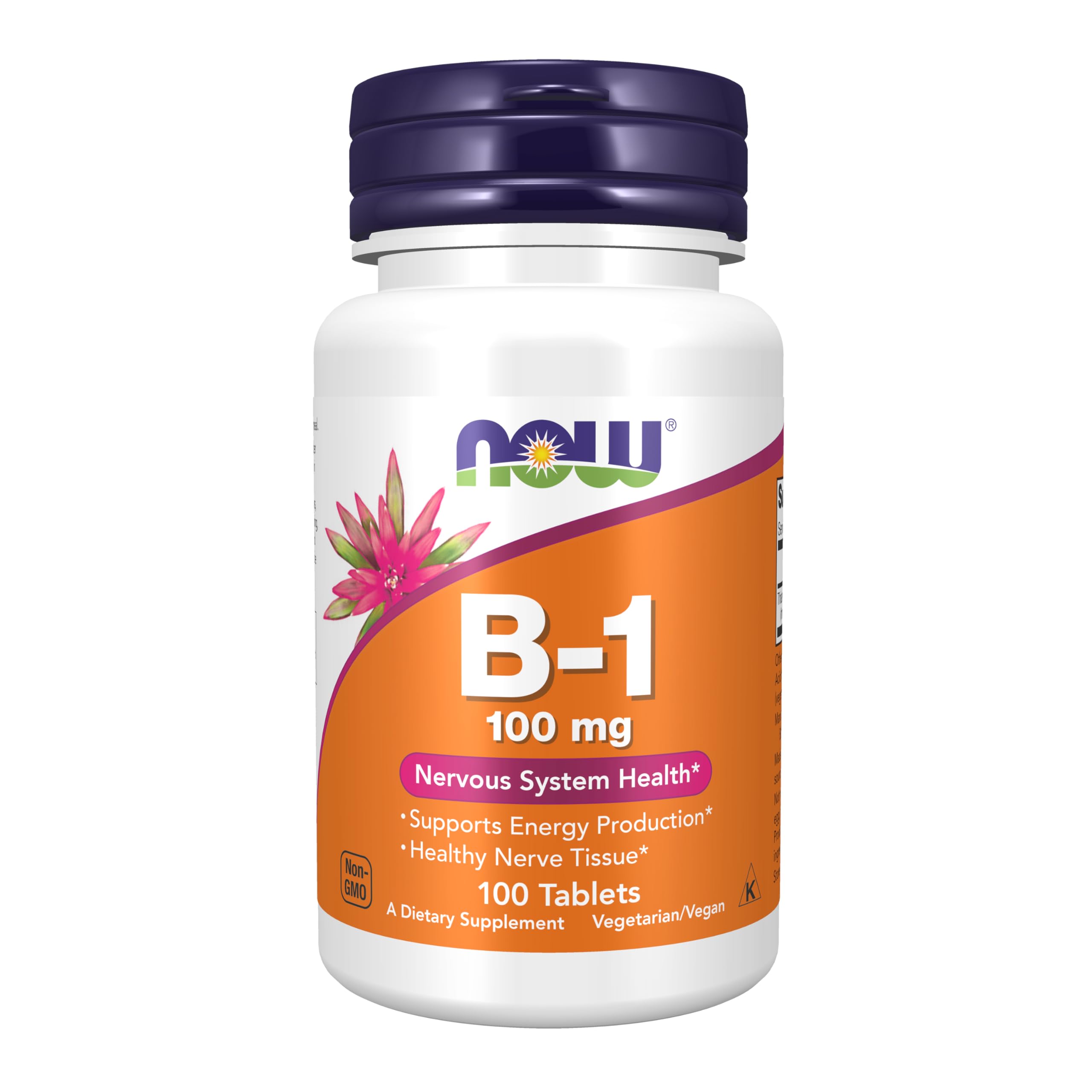 NOW Foods Vitamin B-1 Thiamin 100 mg bottle label