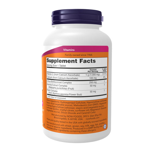 NOW Foods Vitamin C-1000 Complex bottle label close-up