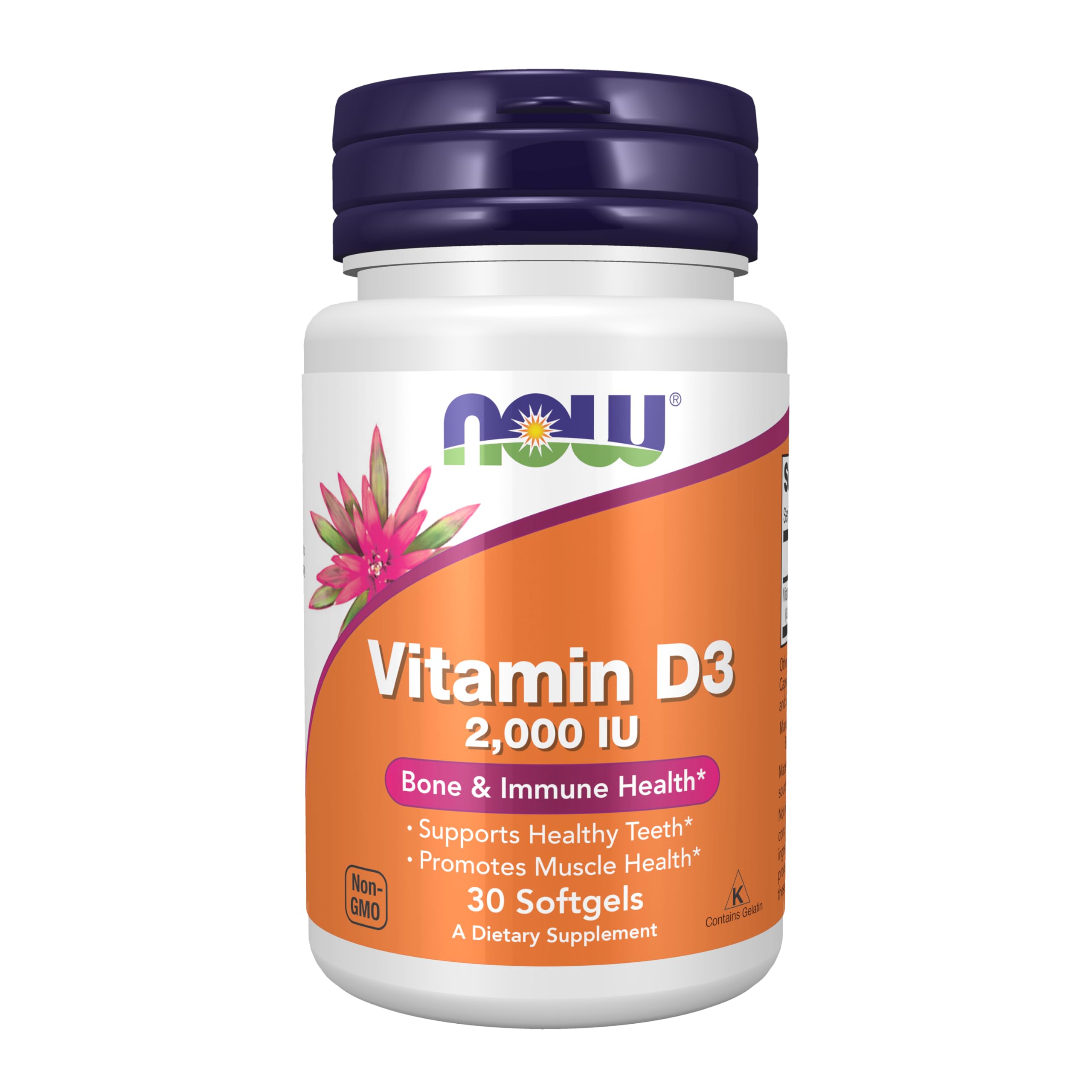NOW Foods Vitamin D-3 2000 IU softgels bottle