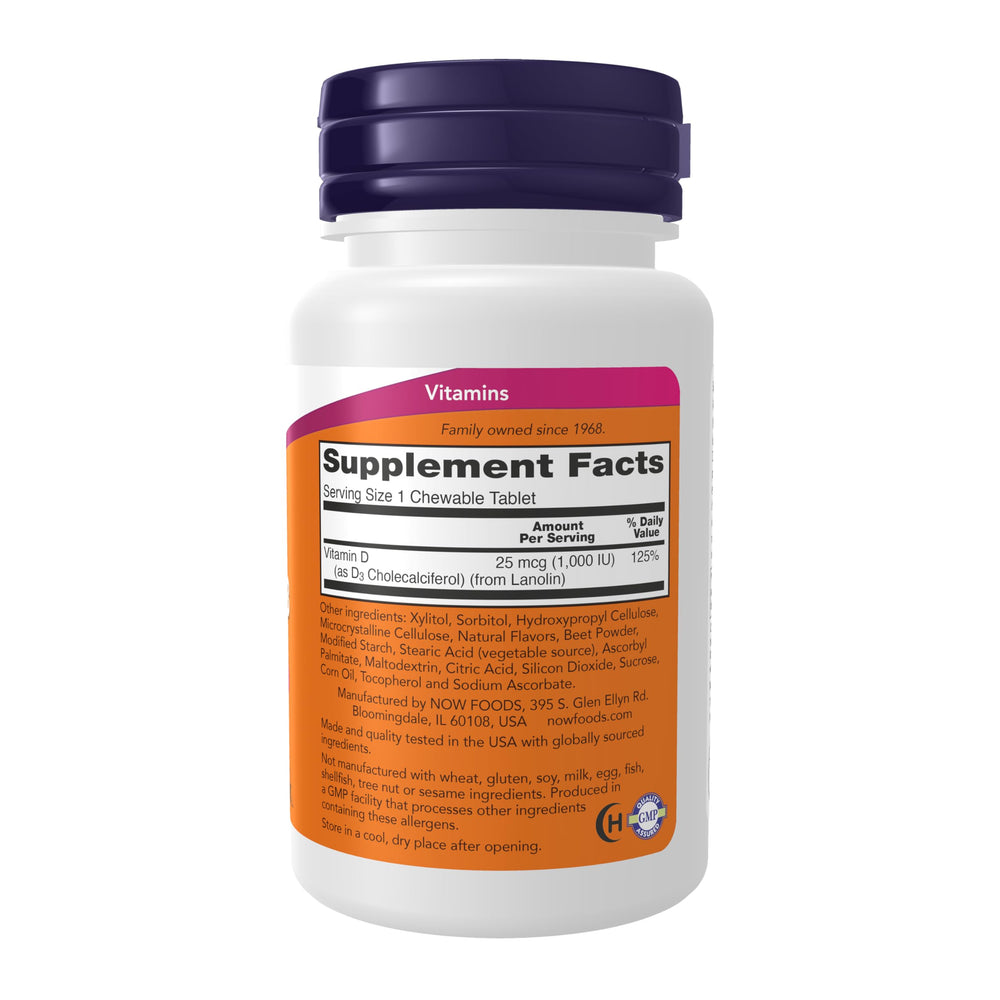 Mint-flavored Vitamin D-3 chewable tablets