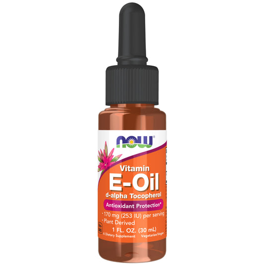 NOW Foods Vitamin E Oil Liquid D-alpha Tocopherol 1 oz bottle