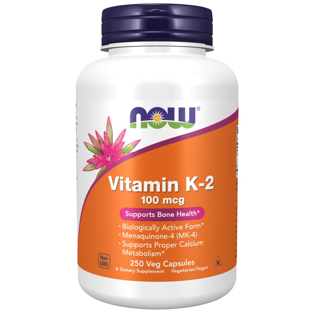 NOW Foods Vitamin K-2 250 Veg Capsule bottle front