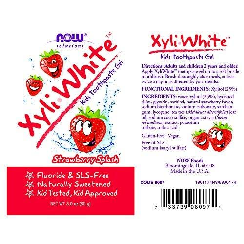 XyliWhite Kids Toothpaste Gel Strawberry Splash 3 oz tube with strawberry flavor label