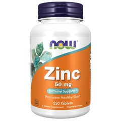 NOW Foods Zinc Gluconate 405 mg tablets - white, unflavored, bottle