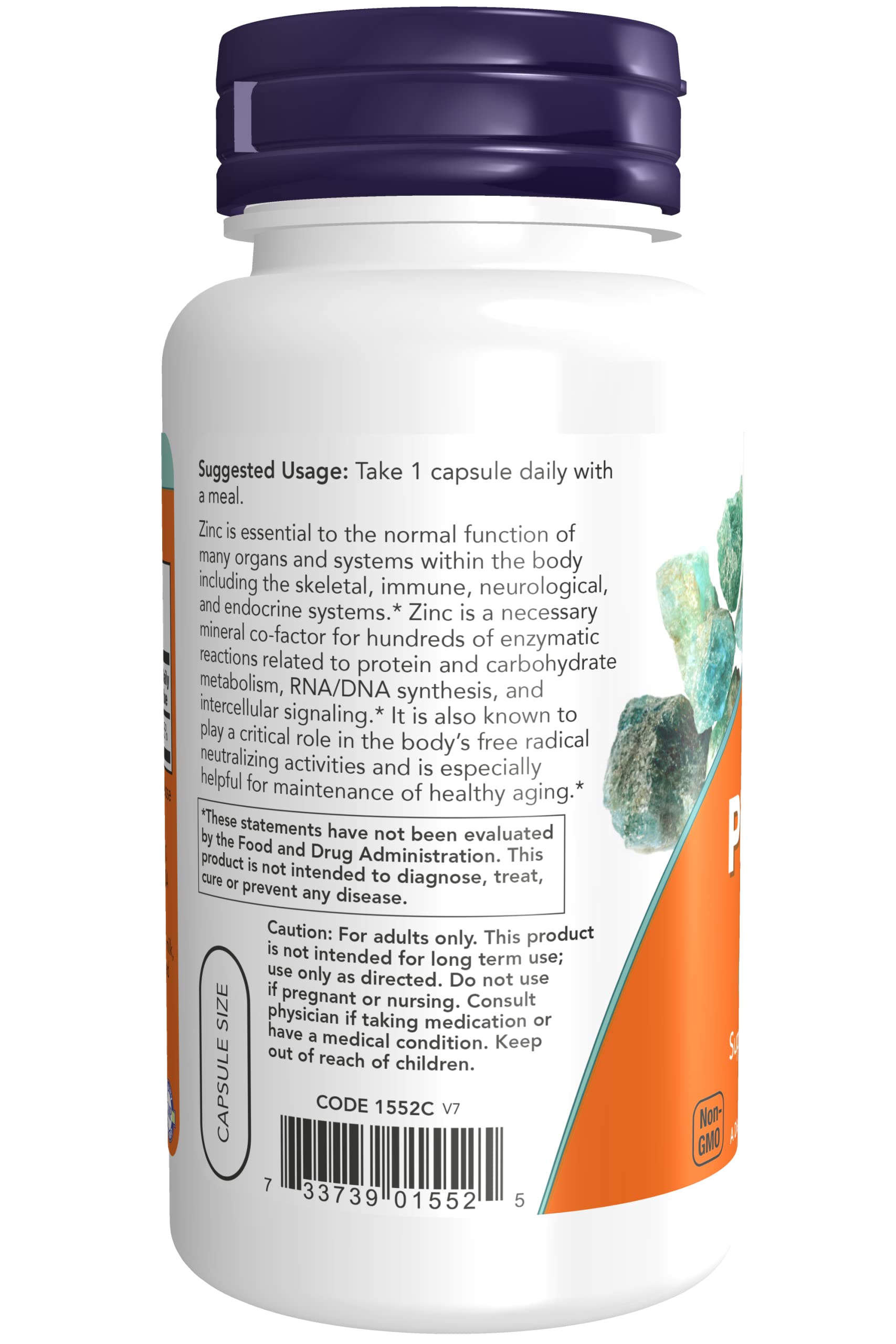 Zinc Picolinate bottle with label and capsules