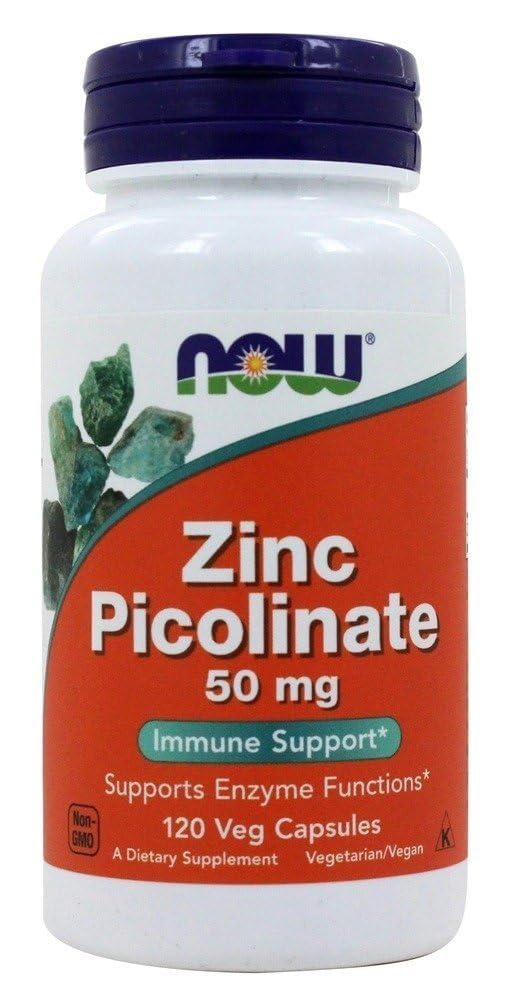 Side view of NOW Foods Zinc Picolinate bottle