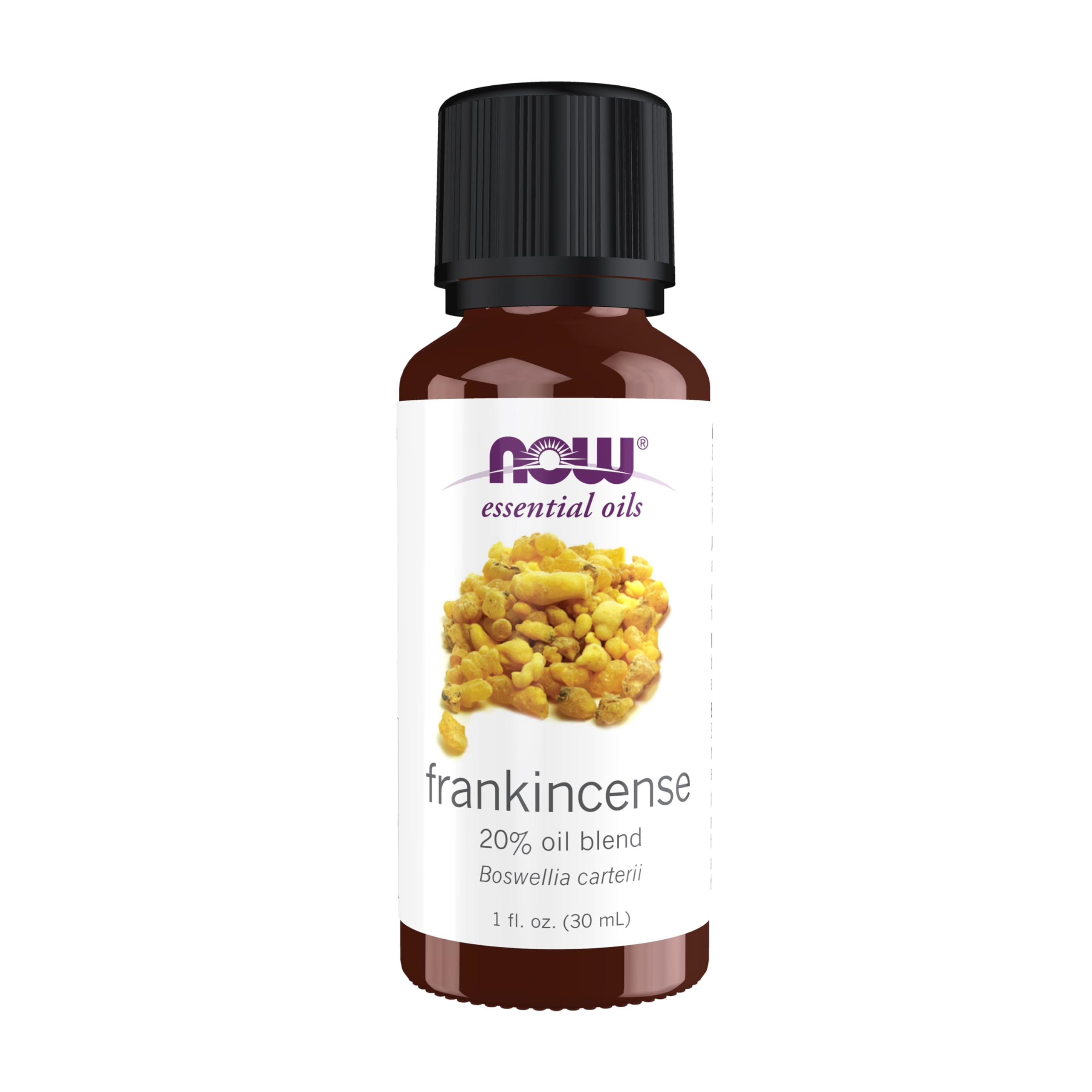 NOW Frankincense Oil Blend 1oz bottle with label and cap