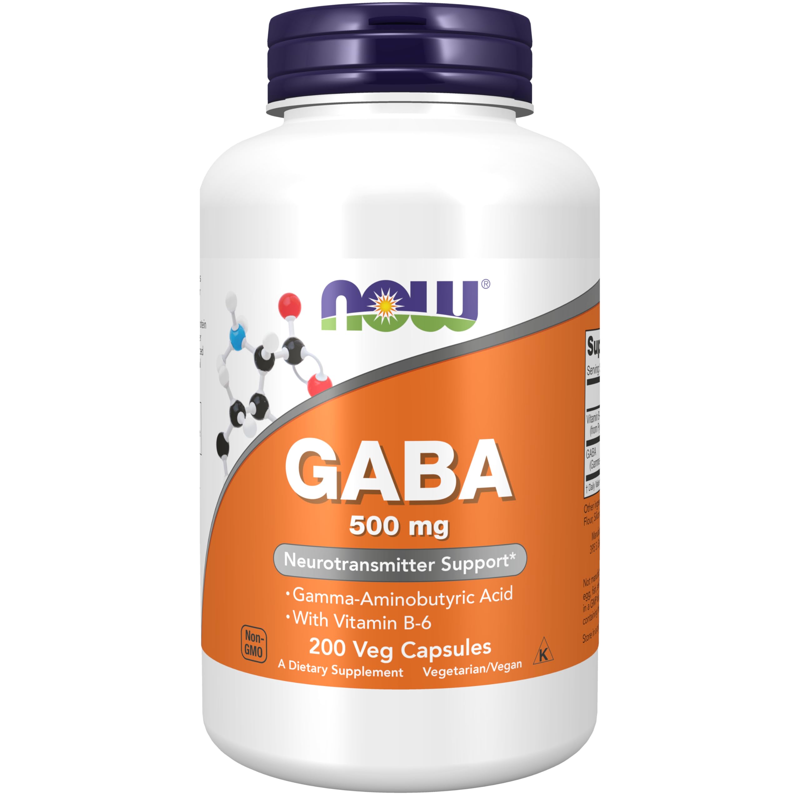 NOW GABA 500 mg bottle front view