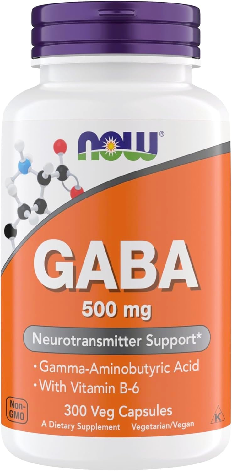 NOW GABA 500 mg capsules bottle front view