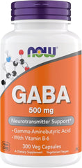 NOW GABA 500 mg capsules bottle front view