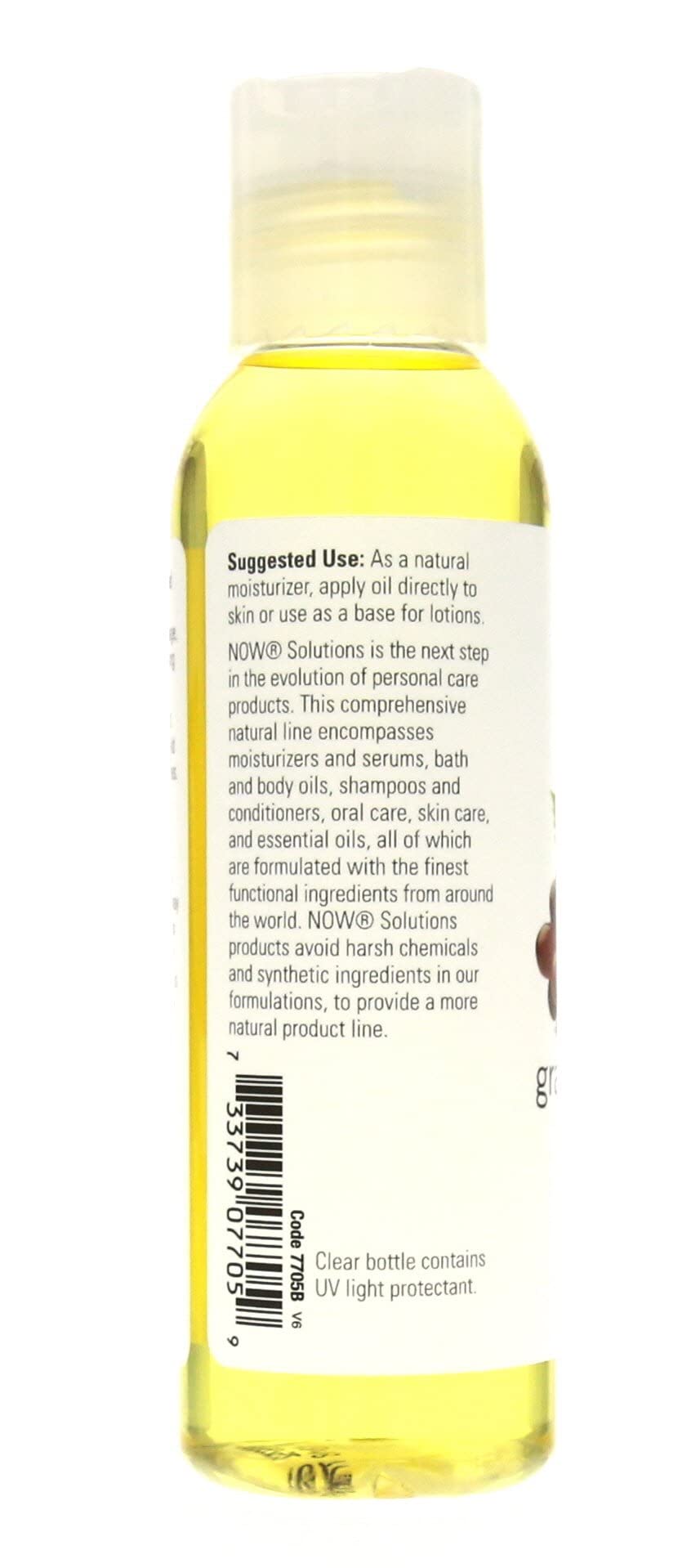 NOW Grape Seed Oil bottle cap keeping oil fresh on shelves.