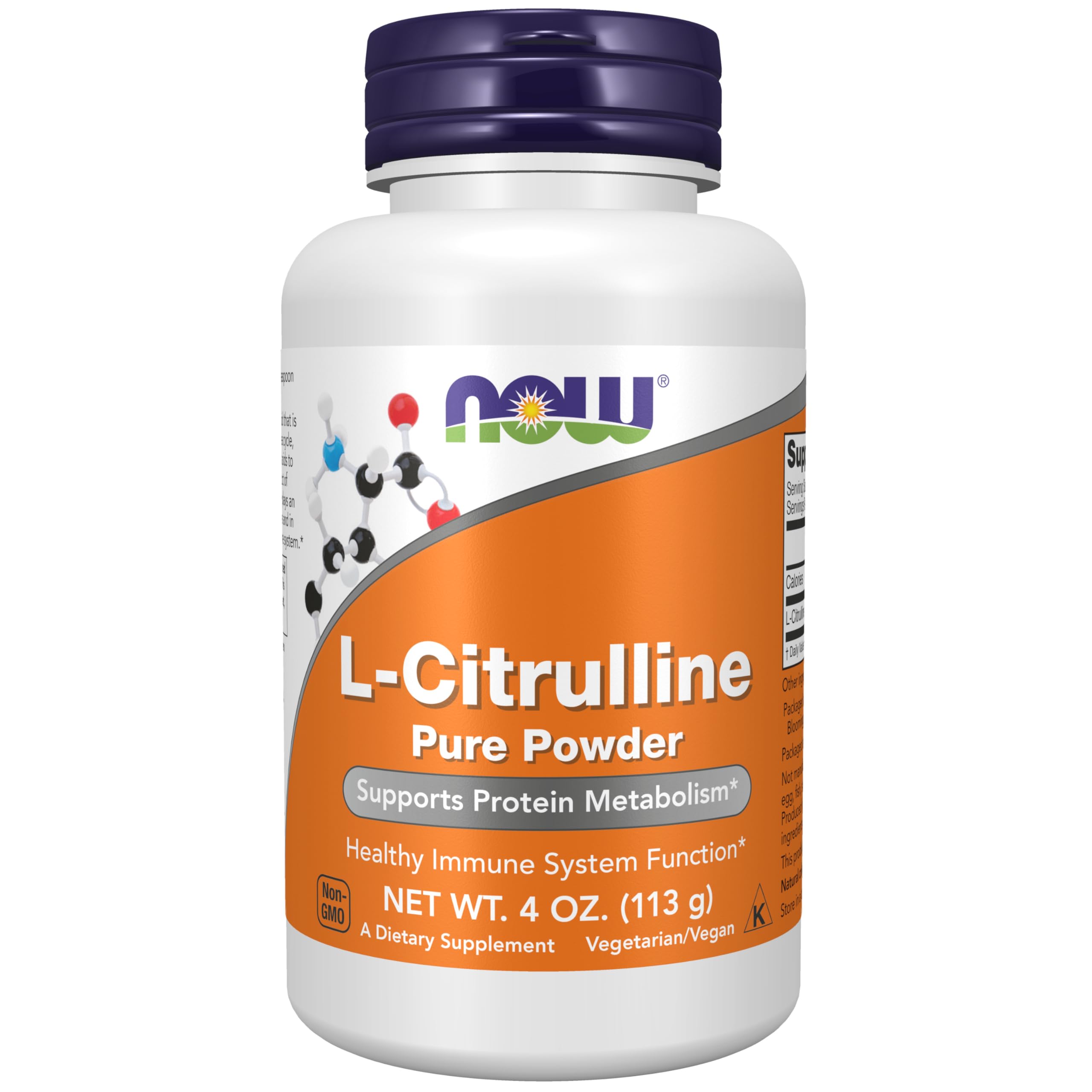 NOW L-Citrulline Pure Powder 4 oz front view