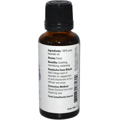 Close-up of NOW Lavender Oil bottle label