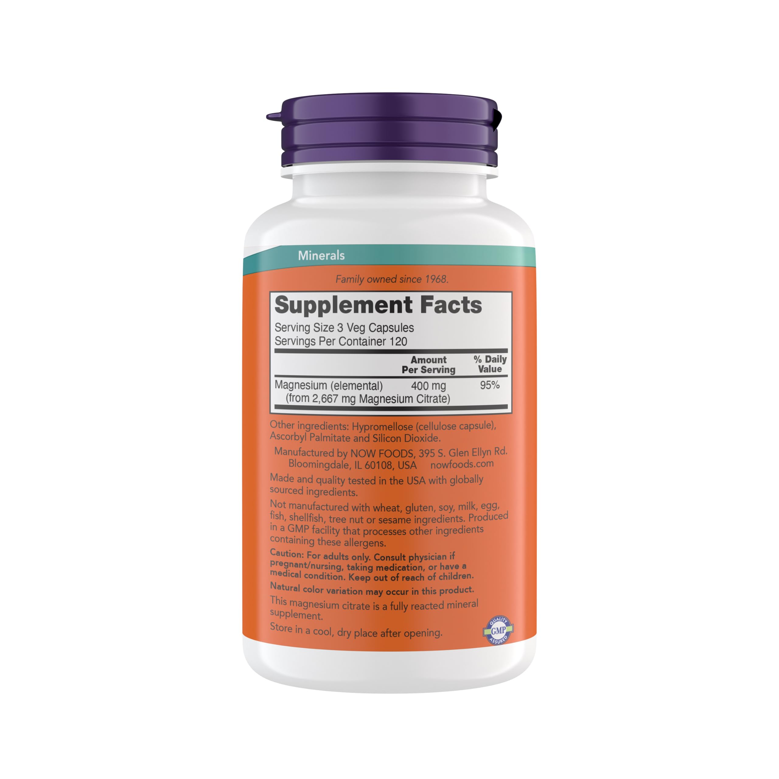 Magnesium Citrate capsules on white background