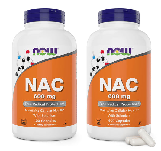 NOW NAC 600 mg 400 capsules bottle front view (pack of 2)