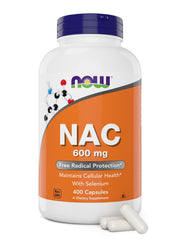 NOW Foods NAC 600 mg 400 capsules with Selenium bottle label