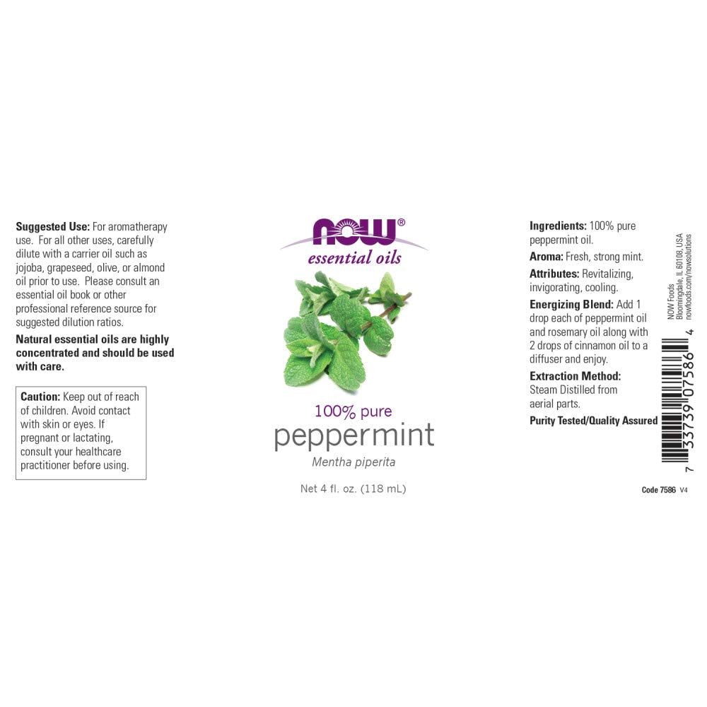 Now Peppermint Essential Oil 4-Ounce bottle – side view