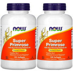 NOW Foods Super Primrose Oil bottle and 1300 mg softgels