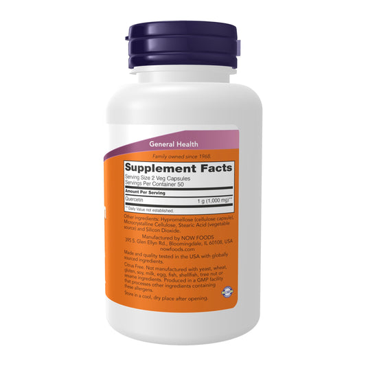 NOW Quercetin 500mg bottle back label close-up