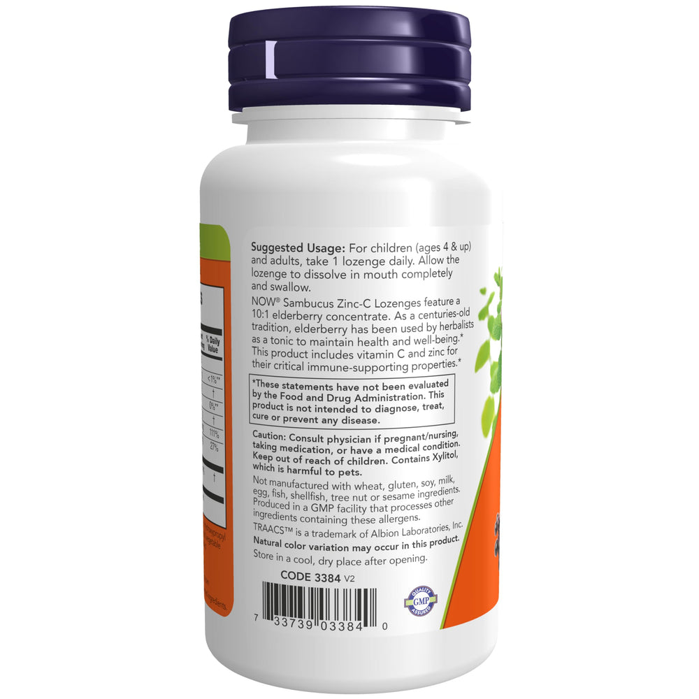 NOW Sambucus Zinc-C Lozenges with Vitamin C and Zinc