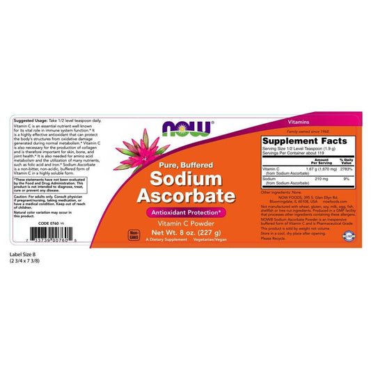 Close-up of Vitamin C Powder (Sodium Ascorbate) in container