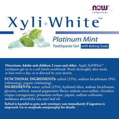 XyliWhite Platinum Mint toothpaste packaging close-up