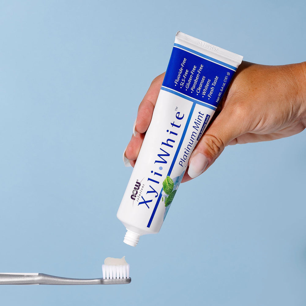 Vegan-friendly NOW Foods toothpaste gel packaging
