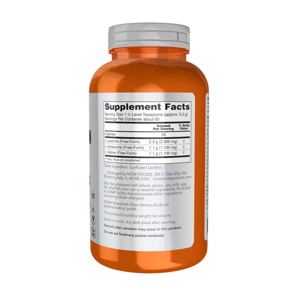 NOW Foods BCAA powder label 12 oz