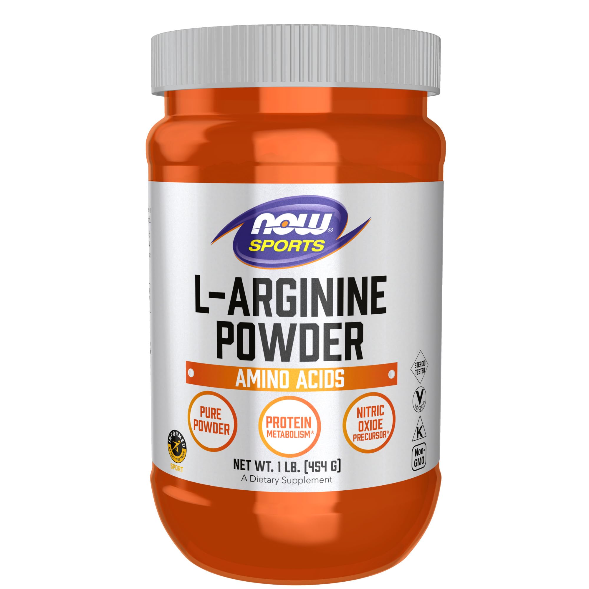 NOW Sports L-Arginine Powder 1 lb bottle hero image
