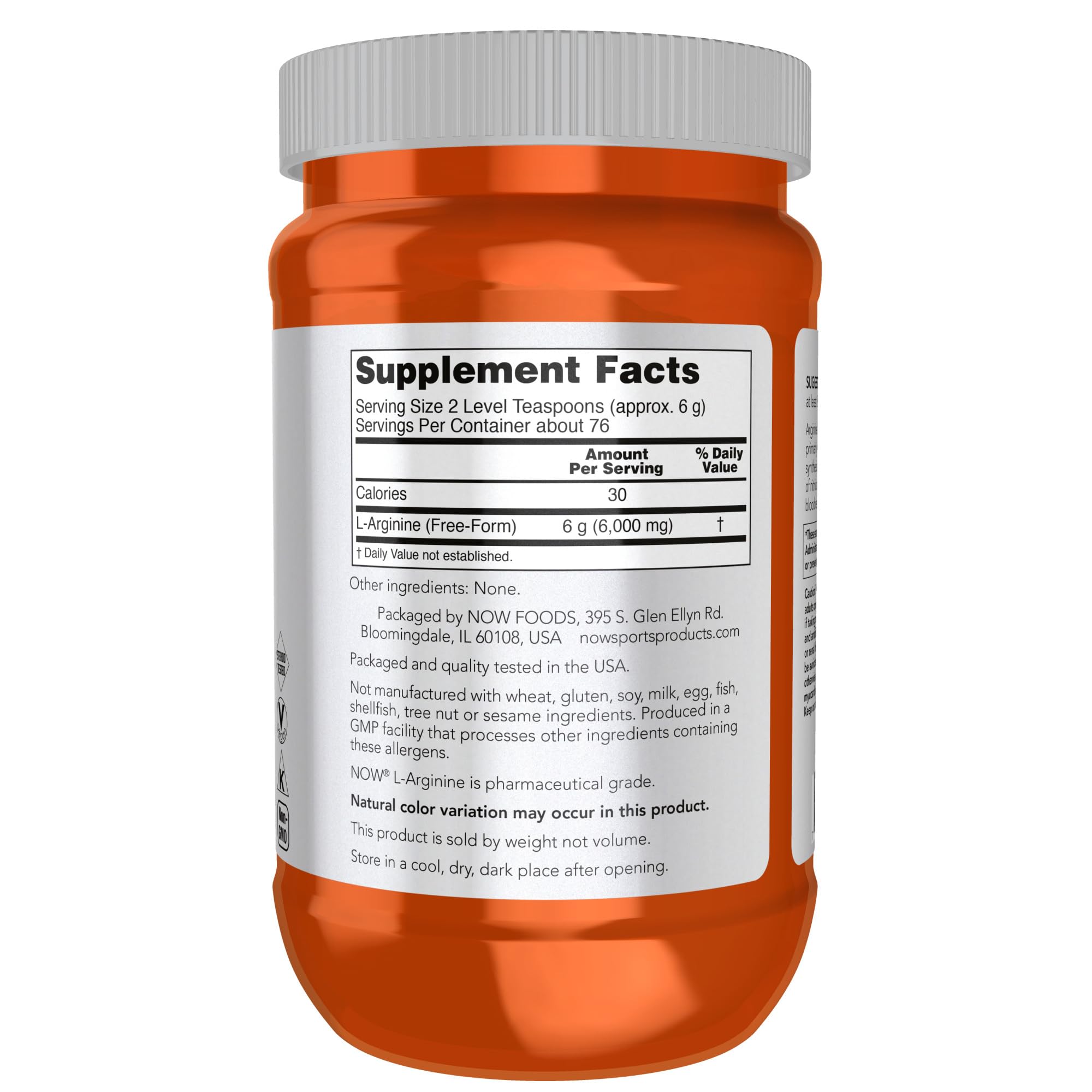 NOW Sports L-Arginine Powder packaging