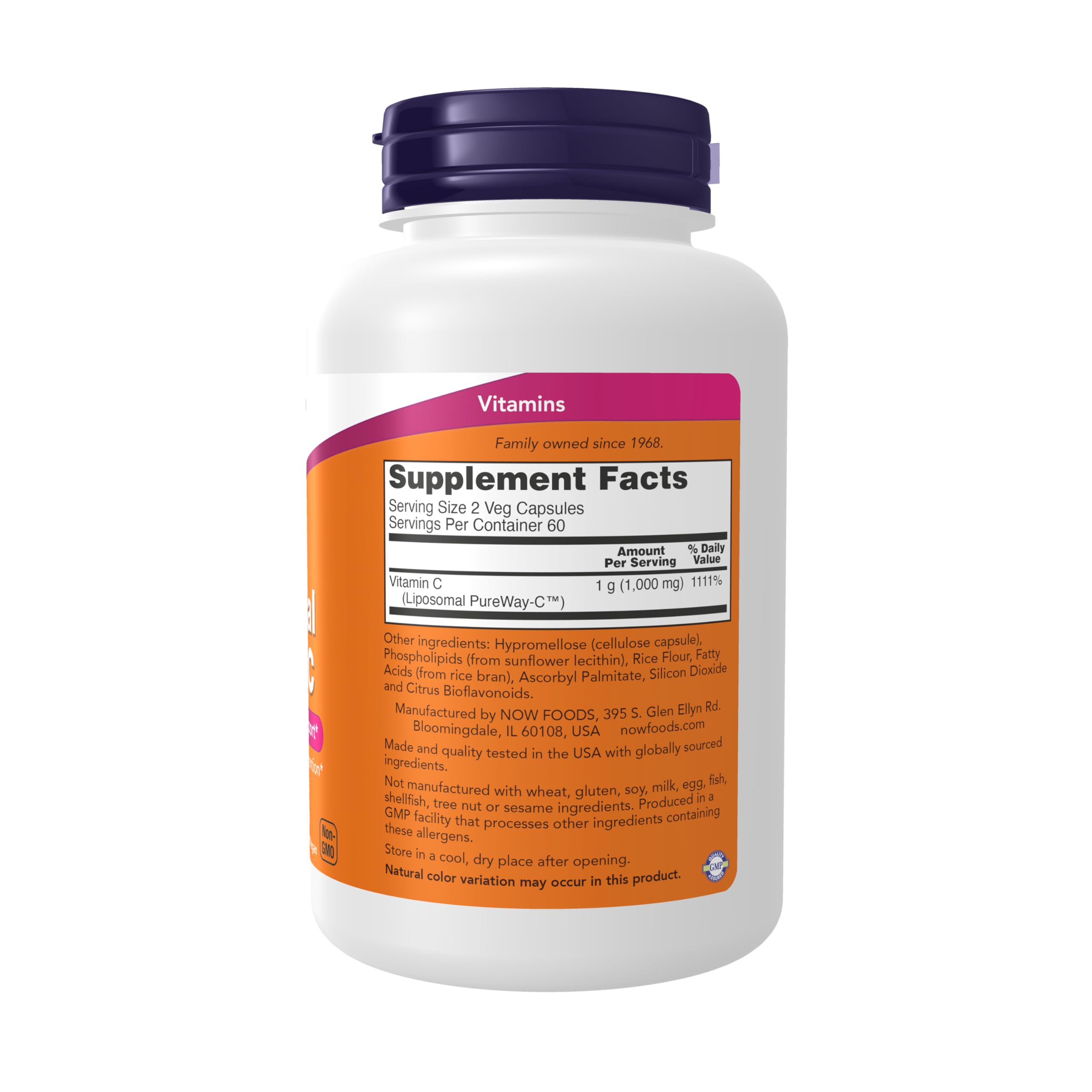 NOW Liposomal Vitamin C bottle with capsules