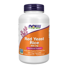 NOW Red Yeast Rice 600 mg bottle with 240 vegan capsules