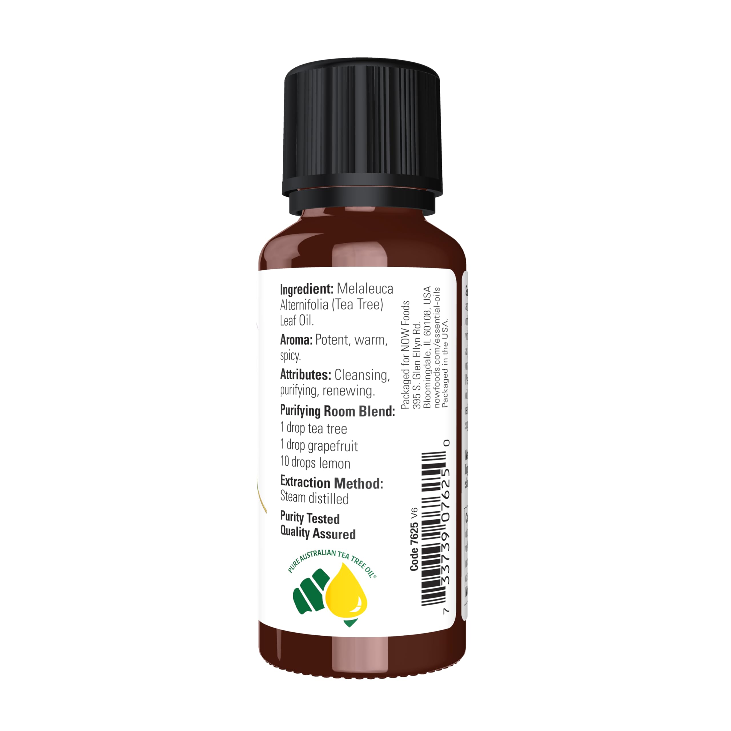 NOW Foods Tea Tree Oil 1 oz bottle close-up
