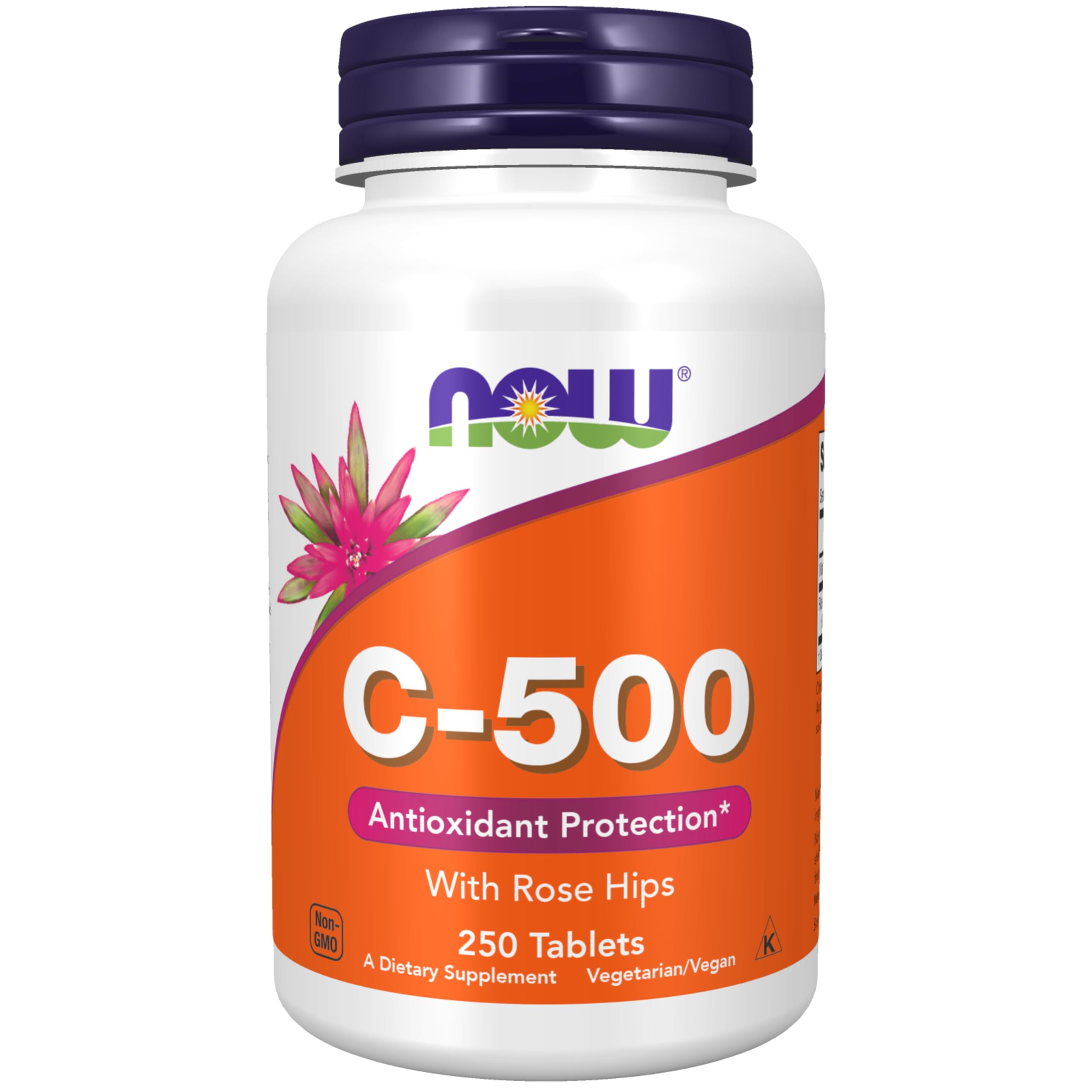 NOW Vitamin C-500 with Rose Hips tablets package front