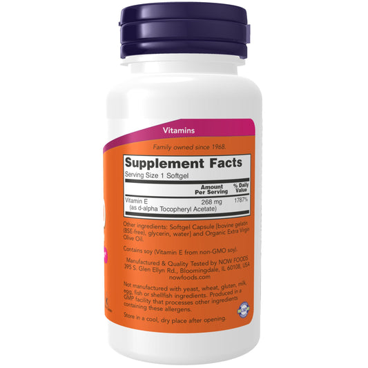 Close-up of Vitamin E 400 IU softgels