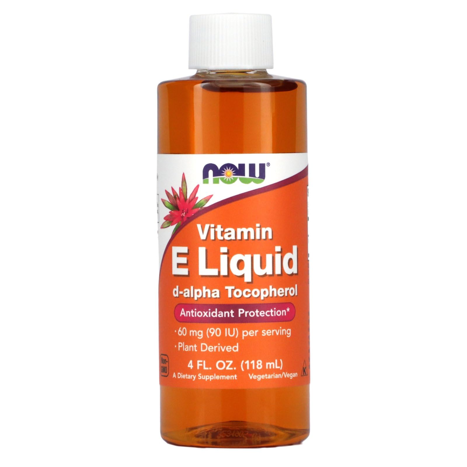 NOW Vitamin E 90 IU Liquid 4-Ounce bottle front view