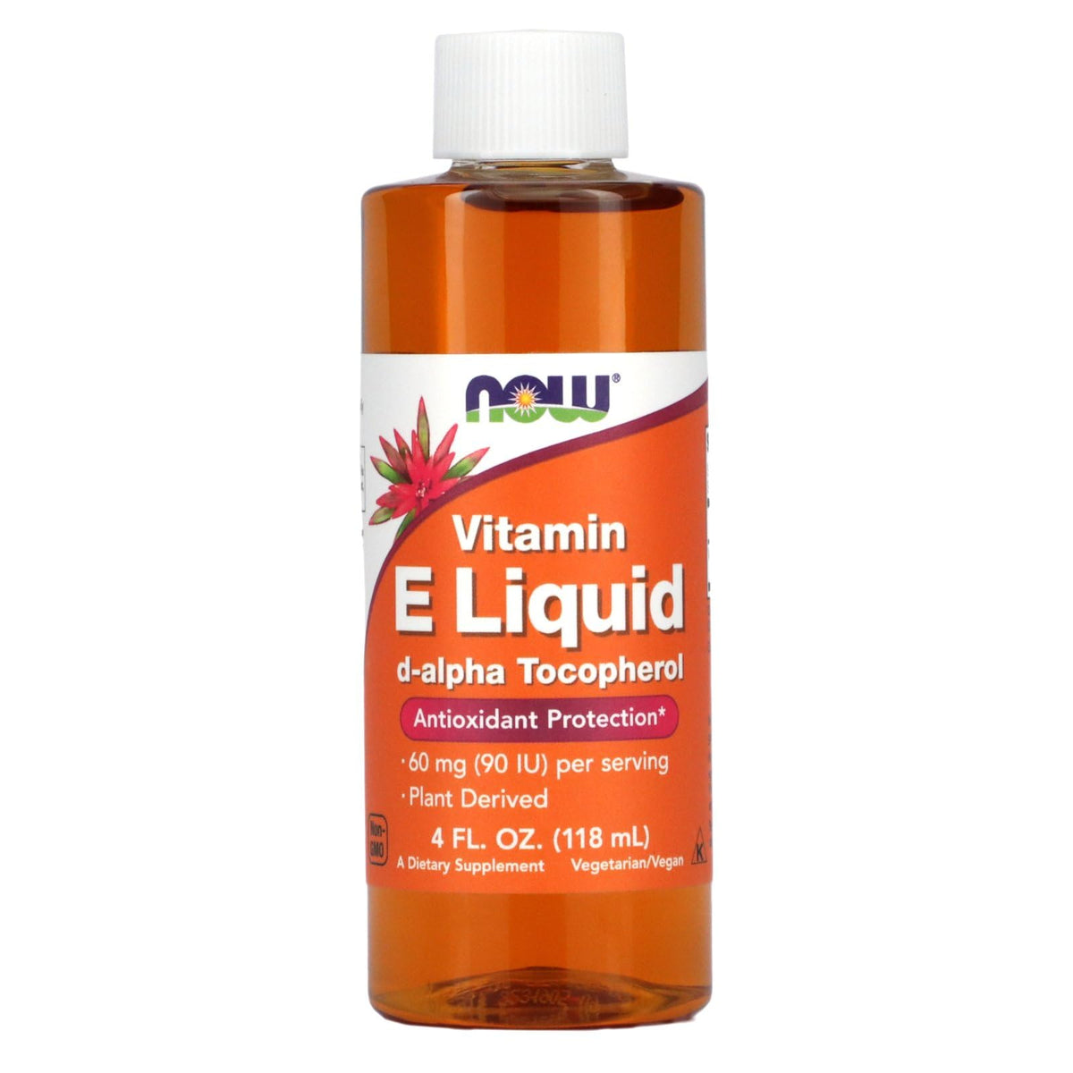 NOW Vitamin E 90 IU Liquid 4-Ounce bottle front view