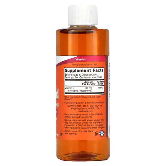 NOW Foods Vitamin E oil dropper and bottle